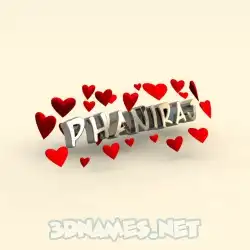 phaniraj in In Love style - 3D name wallpaper