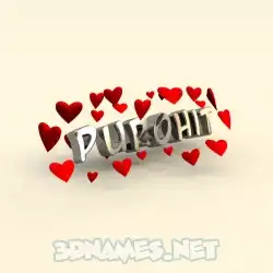 purohit in In Love style - 3D name wallpaper