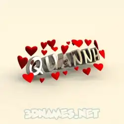 quannh in In Love style - 3D name wallpaper