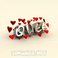quee in In Love style - 3D name wallpaper
