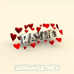rayliet in In Love style - 3D name wallpaper