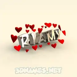 riamy in In Love style - 3D name wallpaper
