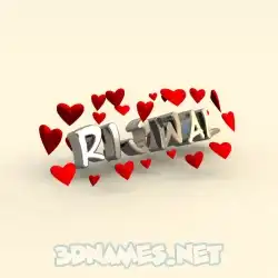 rijwal in In Love style - 3D name wallpaper