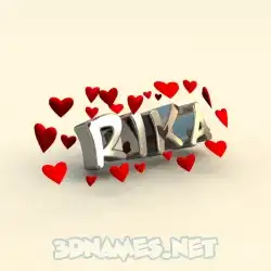 rika in In Love style - 3D name wallpaper