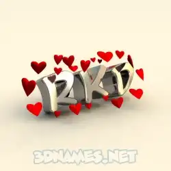 rkd in In Love style - 3D name wallpaper