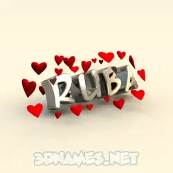 ruba in In Love style - 3D name wallpaper