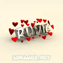 rudie in In Love style - 3D name wallpaper