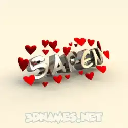 safen in In Love style - 3D name wallpaper