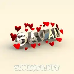 savan in In Love style - 3D name wallpaper