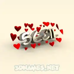 secil in In Love style - 3D name wallpaper