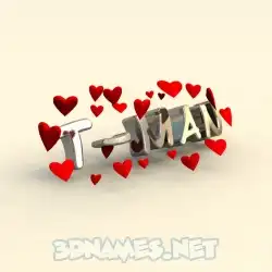 t-man in In Love style - 3D name wallpaper