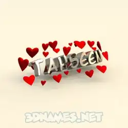 tahseen in In Love style - 3D name wallpaper