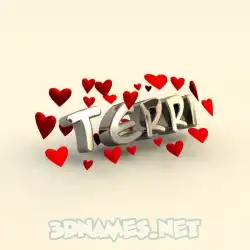 terri in In Love style - 3D name wallpaper