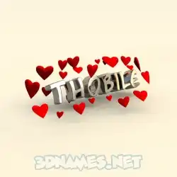 thobile in In Love style - 3D name wallpaper