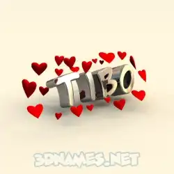 tibo in In Love style - 3D name wallpaper