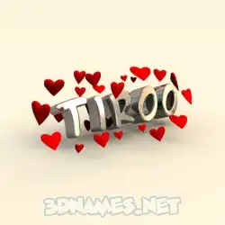 tiroo in In Love style - 3D name wallpaper
