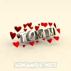 tom mi in In Love style - 3D name wallpaper