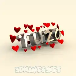 tuzo in In Love style - 3D name wallpaper