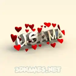 usama in In Love style - 3D name wallpaper
