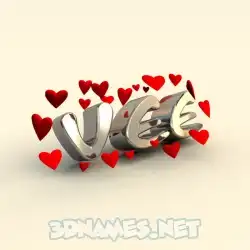 vee in In Love style - 3D name wallpaper
