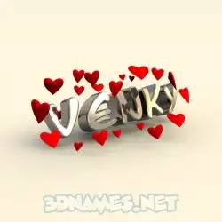 venky in In Love style - 3D name wallpaper
