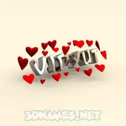 vidyut in In Love style - 3D name wallpaper