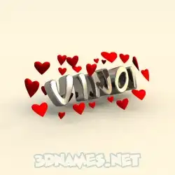 vinoi in In Love style - 3D name wallpaper