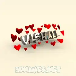 vishall in In Love style - 3D name wallpaper