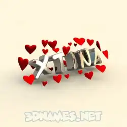 xtina in In Love style - 3D name wallpaper