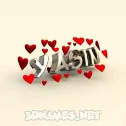 yasin in In Love style - 3D name wallpaper