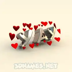yay in In Love style - 3D name wallpaper