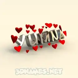 yumna in In Love style - 3D name wallpaper