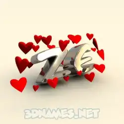 ze in In Love style - 3D name wallpaper