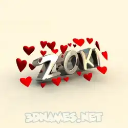 zoki in In Love style - 3D name wallpaper