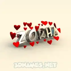 zorha in In Love style - 3D name wallpaper
