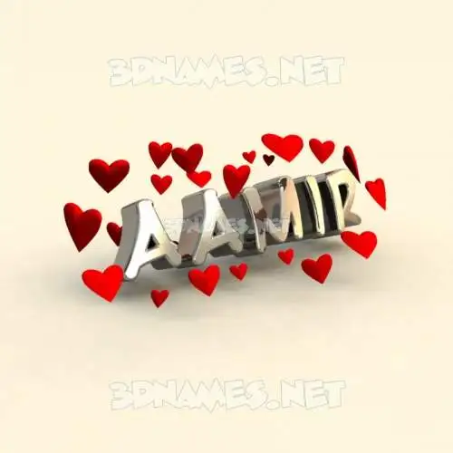 aamir in In Love style - 3D name wallpaper