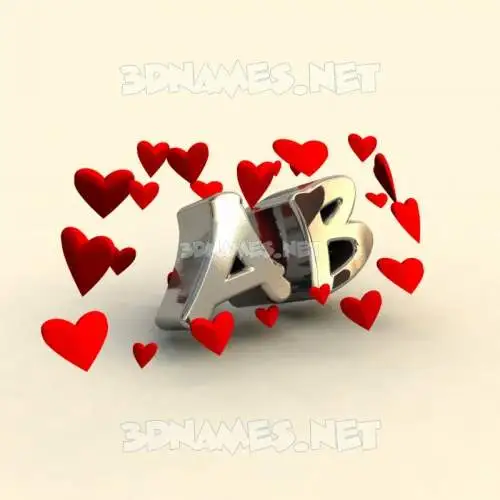ab in In Love style - 3D name wallpaper