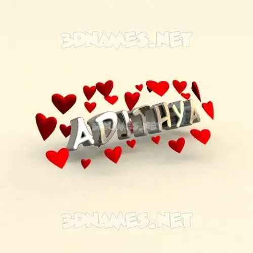 adithya in In Love style - 3D name wallpaper