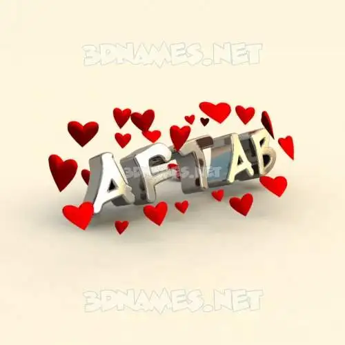 aftab in In Love style - 3D name wallpaper