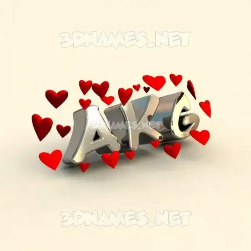 akg in In Love style - 3D name wallpaper