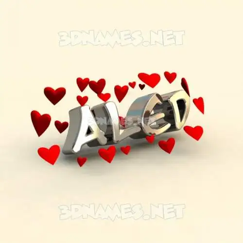 aled in In Love style - 3D name wallpaper