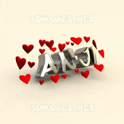anji in In Love style - 3D name wallpaper