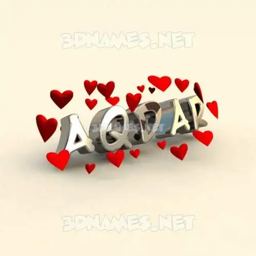 aqdar in In Love style - 3D name wallpaper