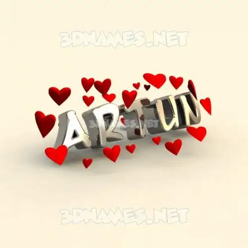 artun in In Love style - 3D name wallpaper