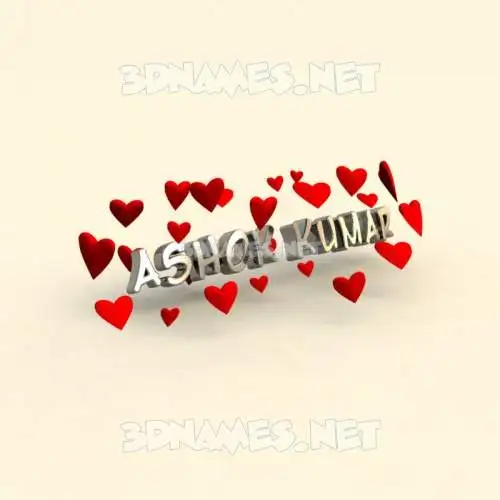 ashok kumar in In Love style - 3D name wallpaper