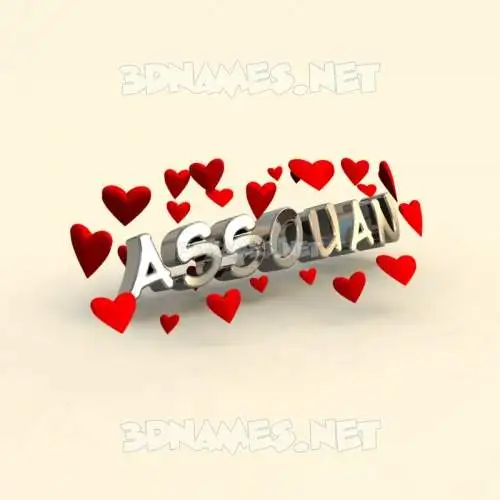 assouan in In Love style - 3D name wallpaper