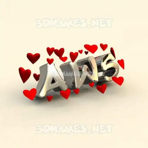 aws in In Love style - 3D name wallpaper