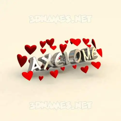 axelome in In Love style - 3D name wallpaper
