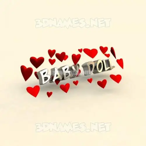 baby doll in In Love style - 3D name wallpaper