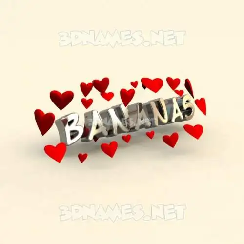 bananas in In Love style - 3D name wallpaper